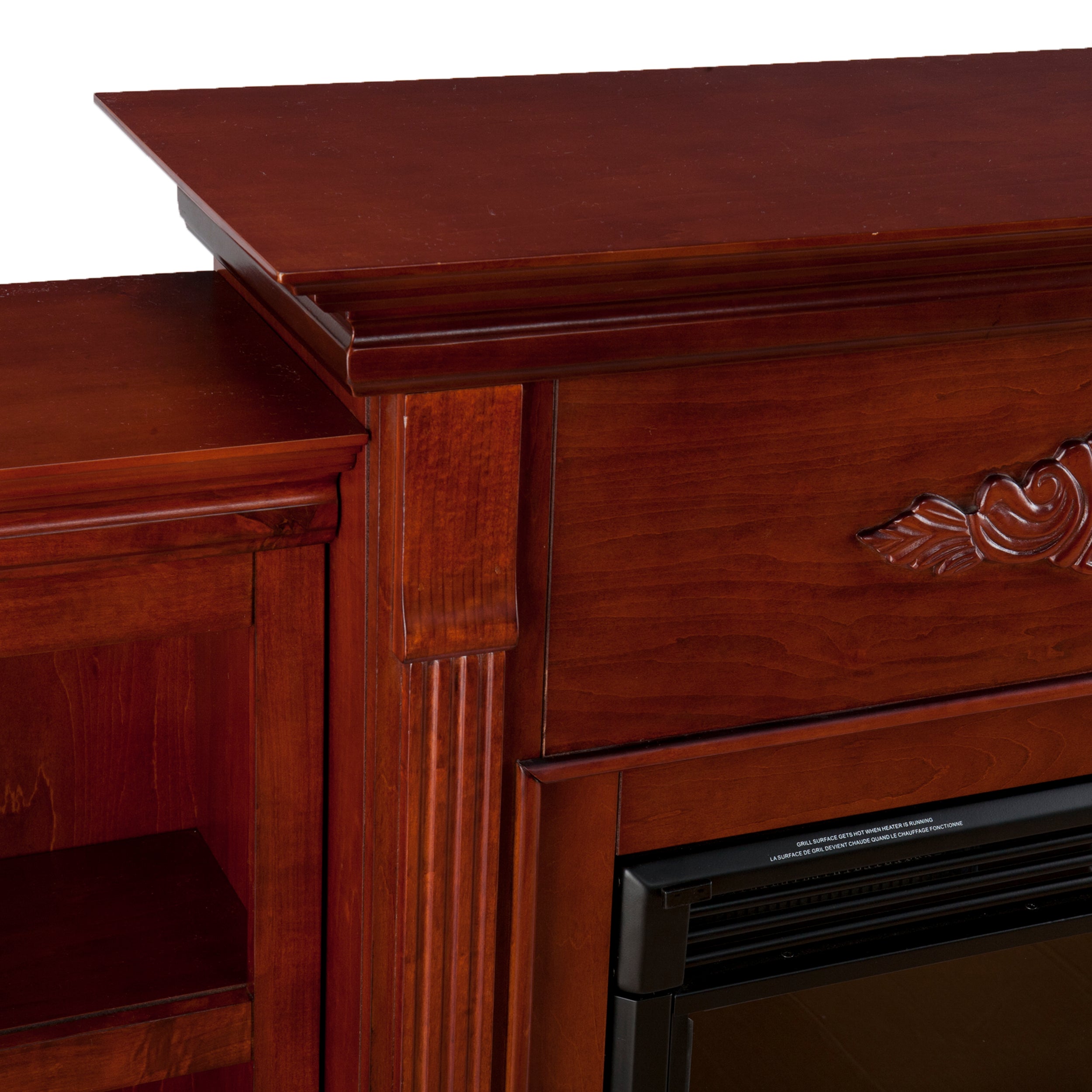 SEI Furniture Tennyson Electric Fireplace With Built-in Bookcases - Ivory Finish, 70.25"W, Heats Up To 400 Sq Ft