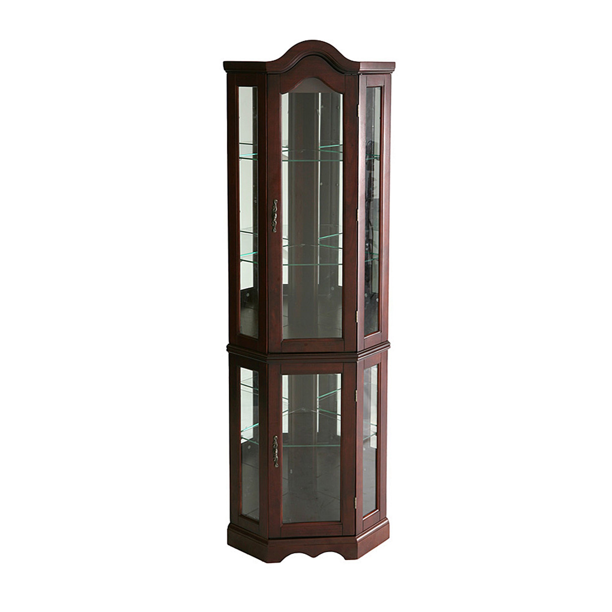 Space saving, lighted corner design curio with mirrored back Image 2