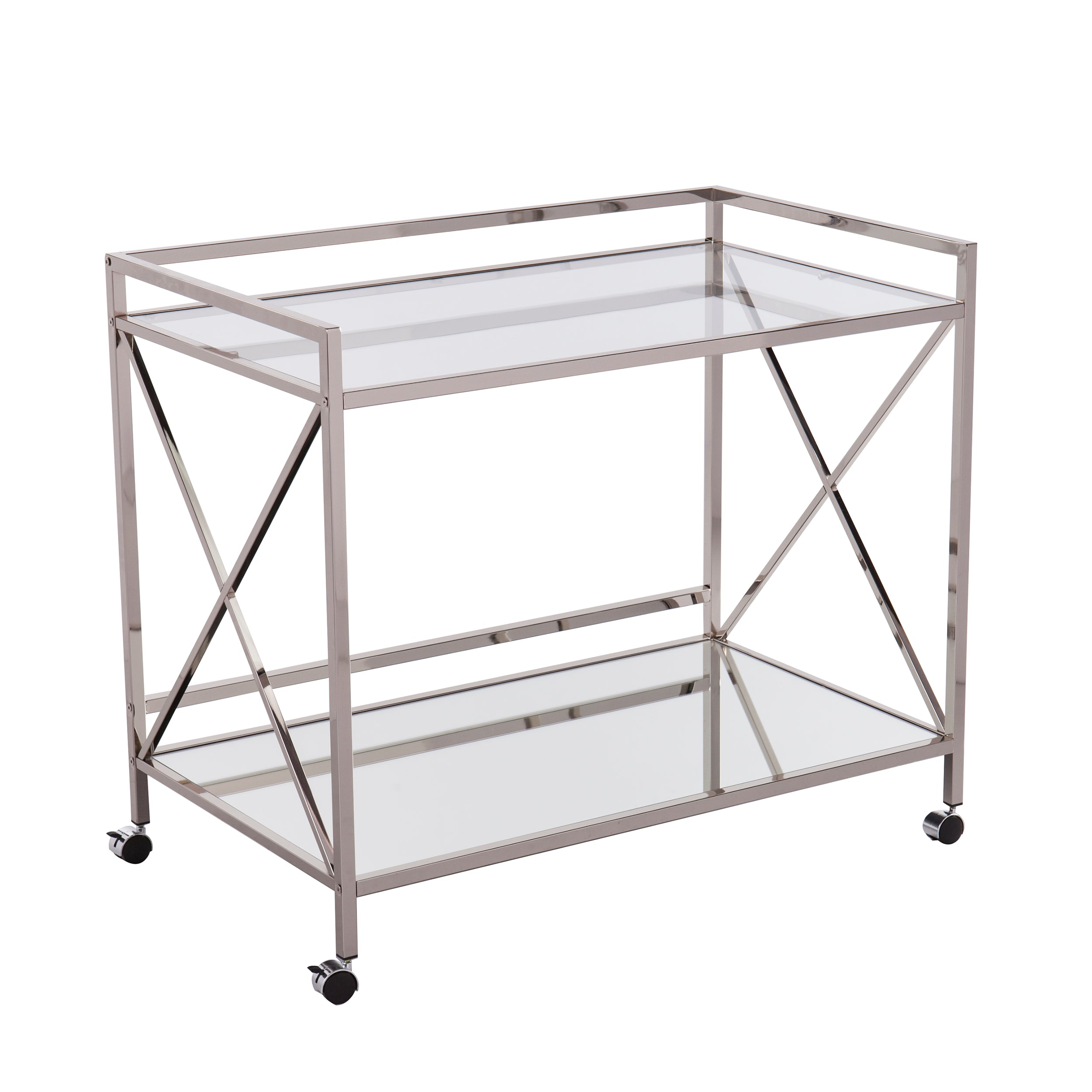 Glass-top bar cart w/ wheels Image 4