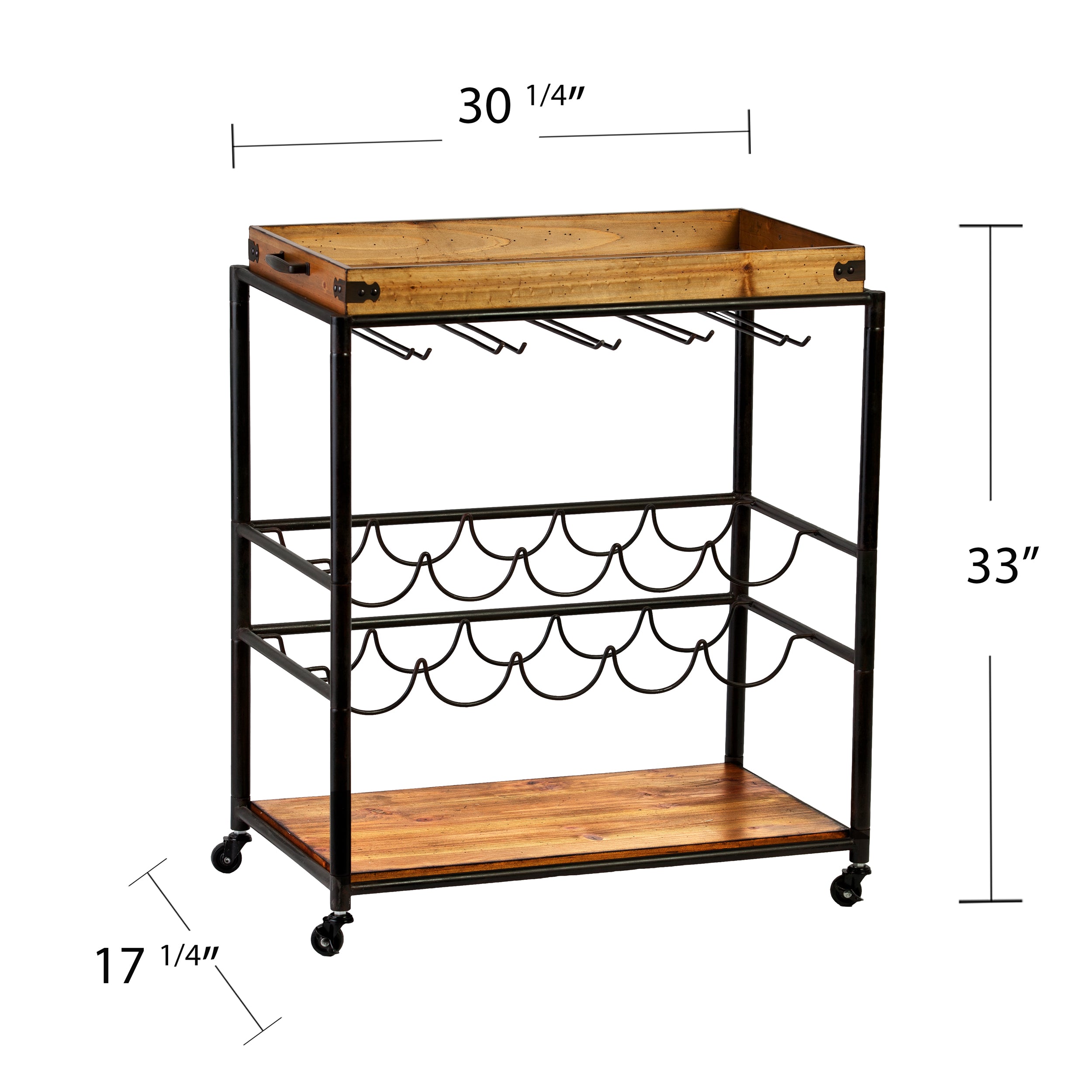 Kitchen cart with wine rack and glassware storage Image 6