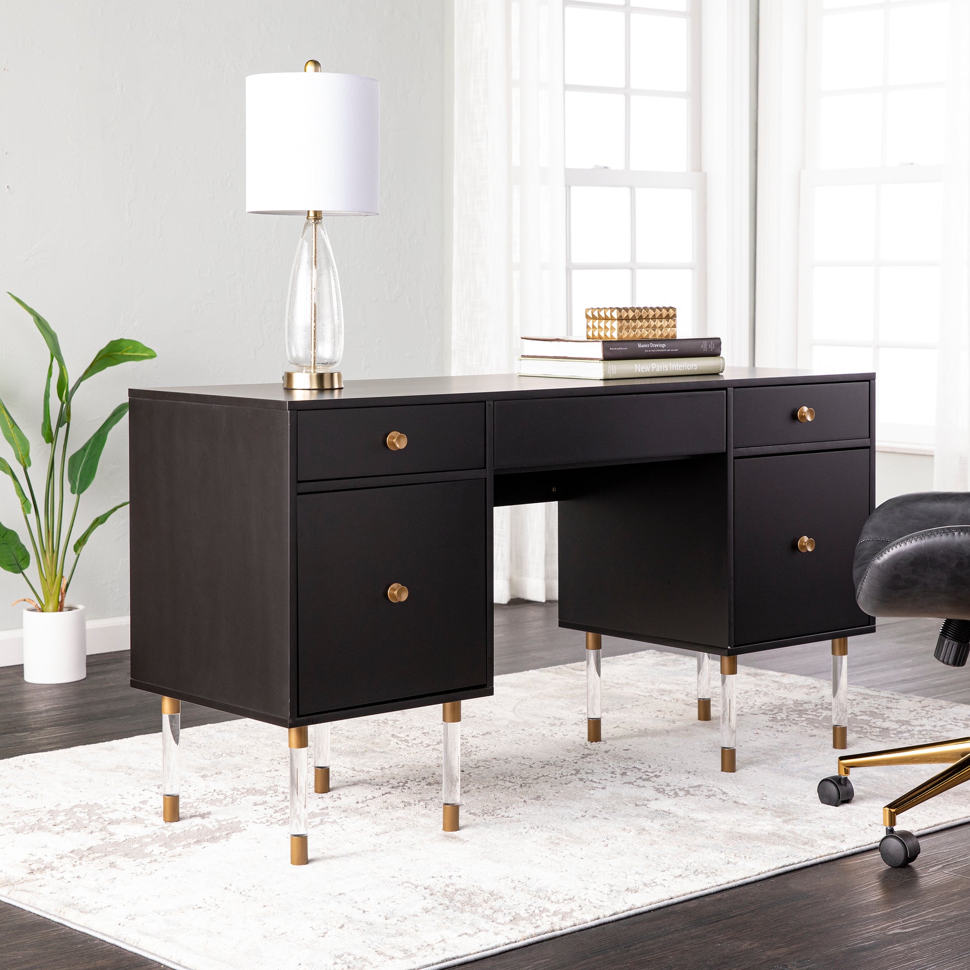 SEI Furniture Helston Black Writing Desk, image size:1920x1920