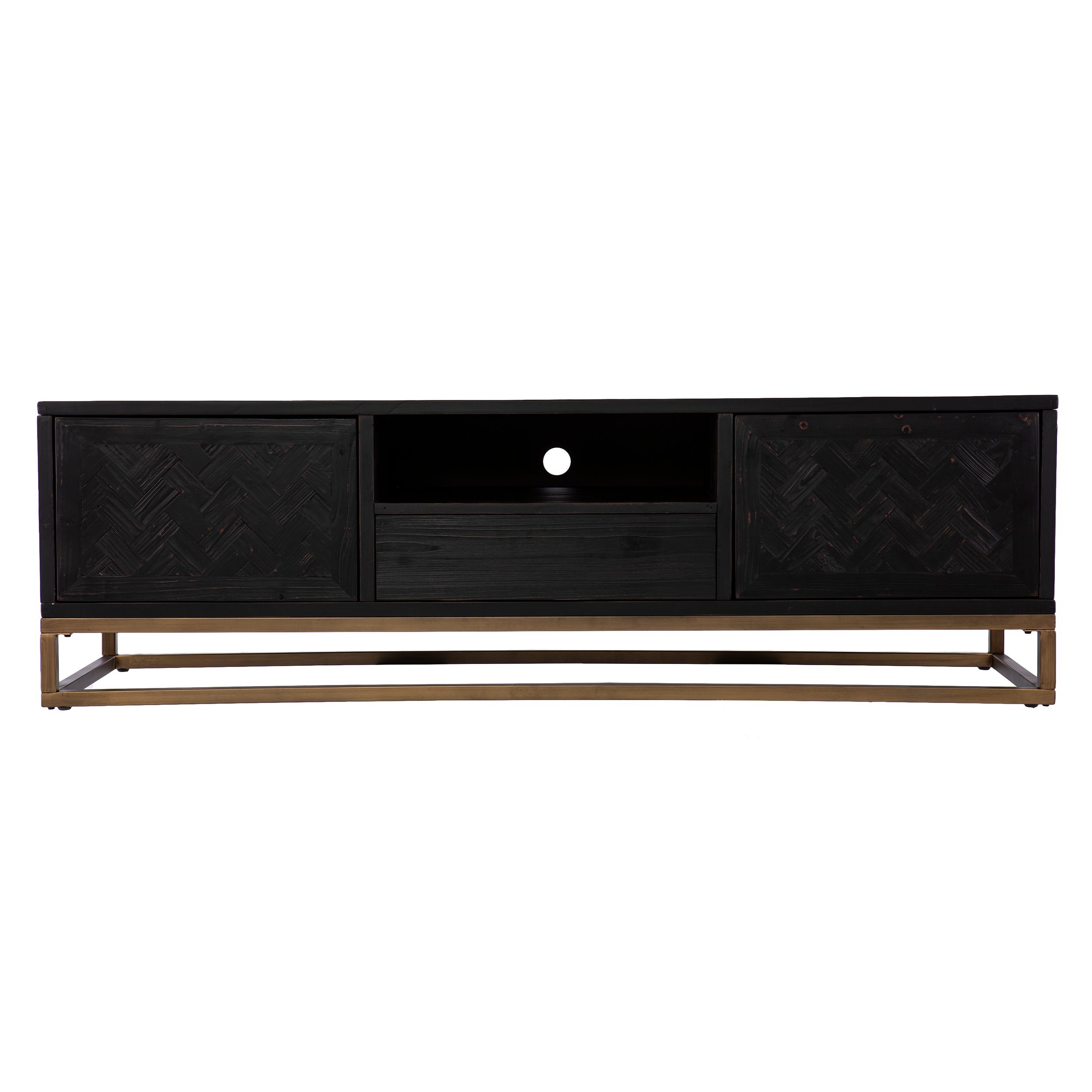 Reclaimed wood TV console with storage Image 4