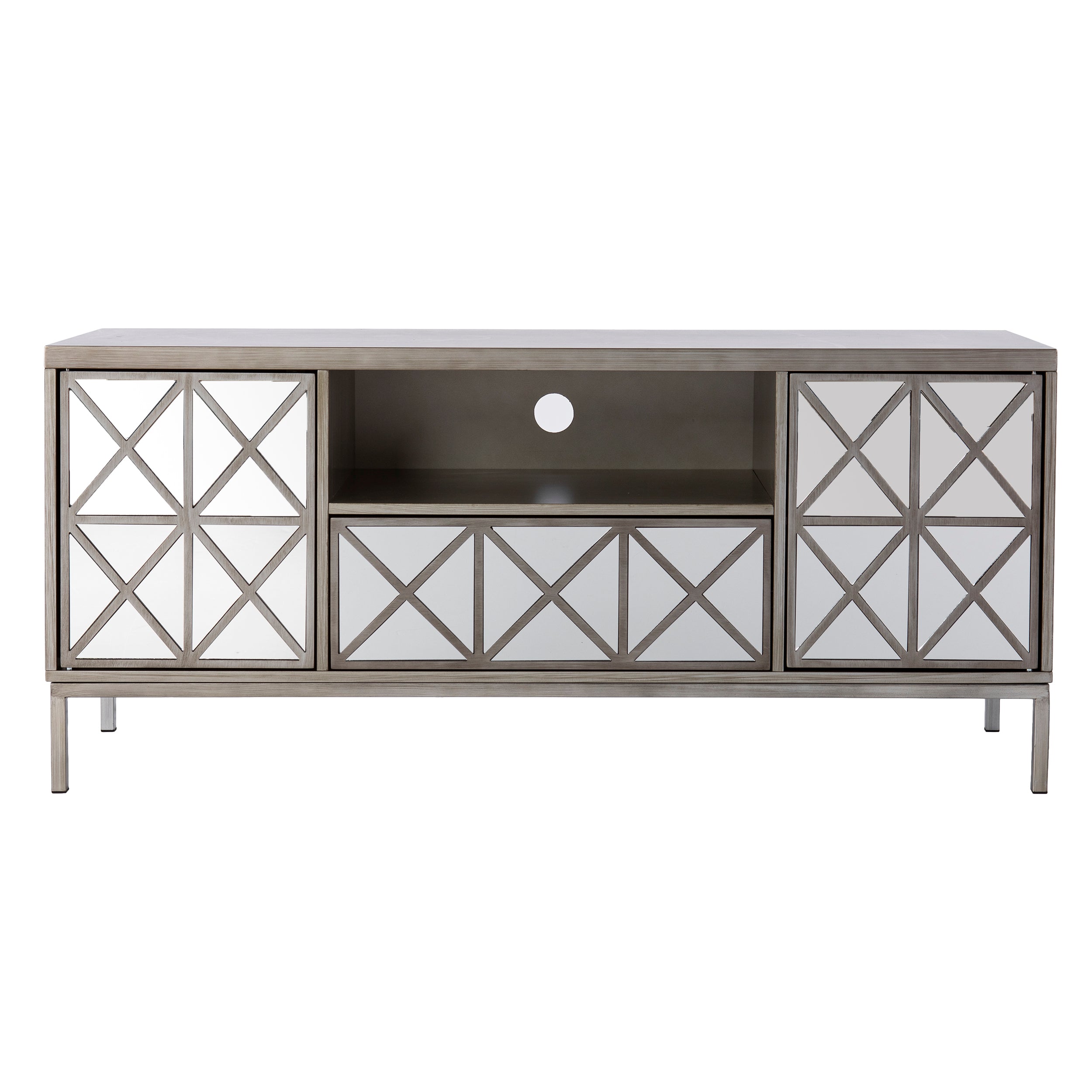 TV console with storage and mirrored panels Image 4