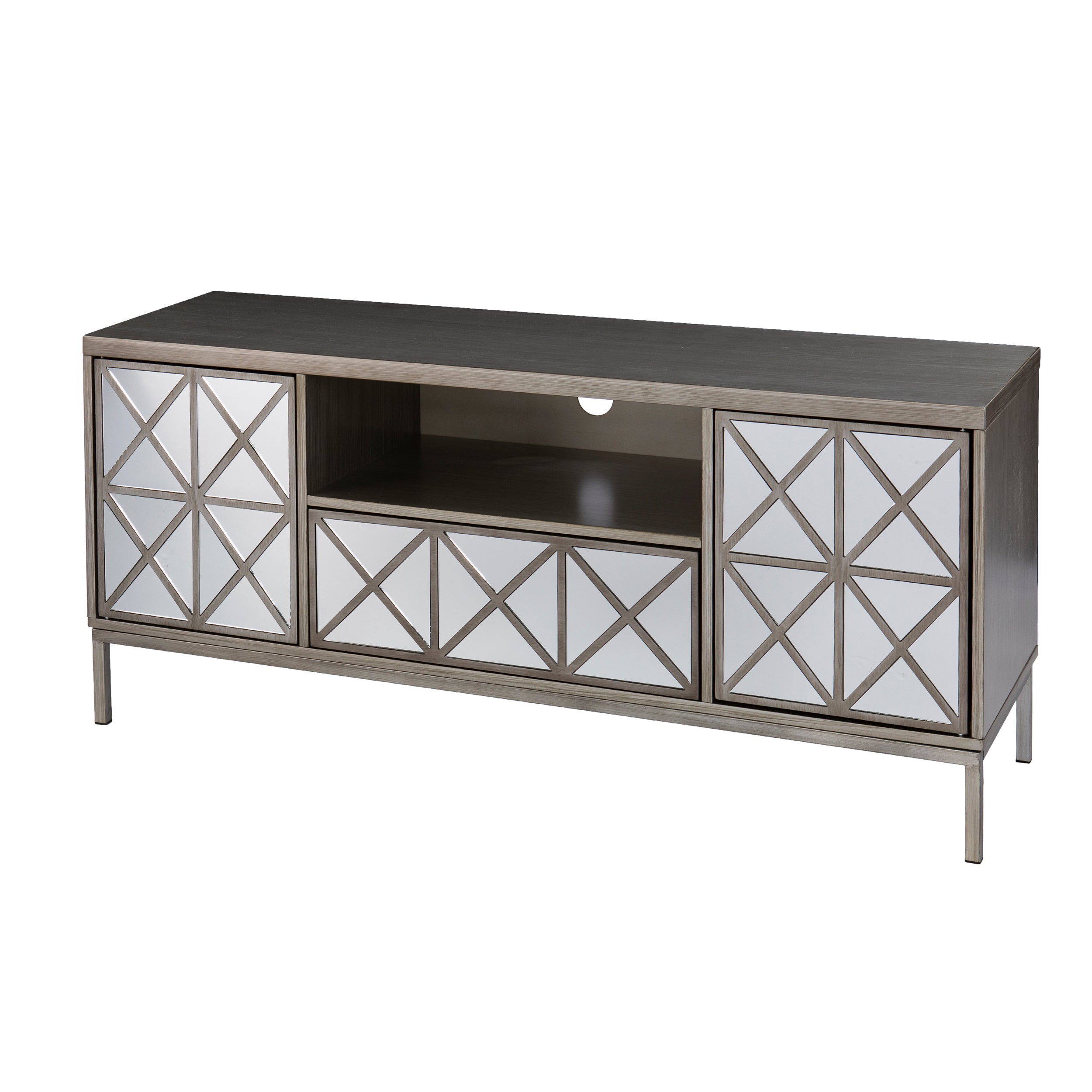 TV console with storage and mirrored panels Image 5